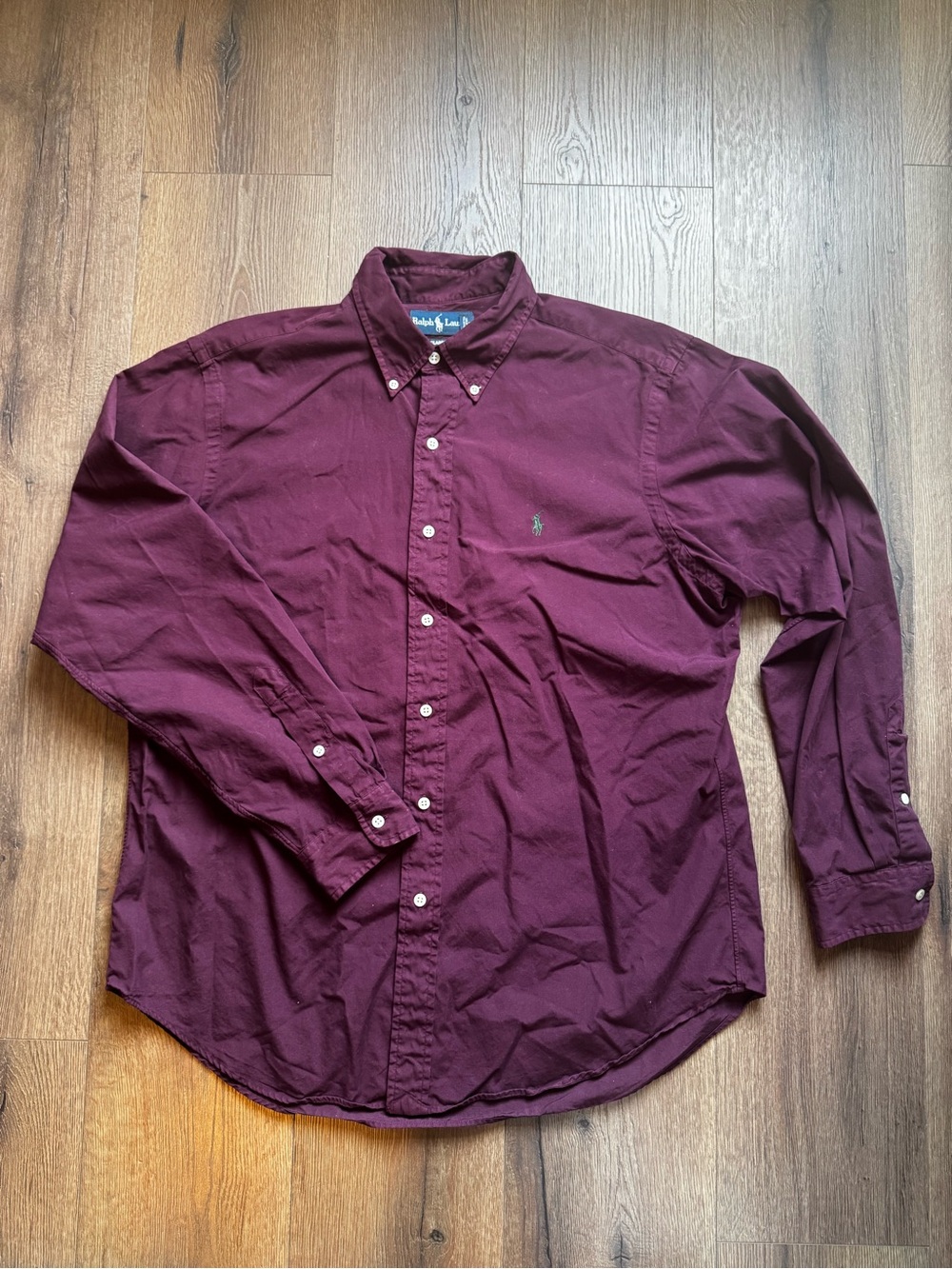 Ralph Lauren Men's Long Sleeve Button Down Shirt in Burgundy Large